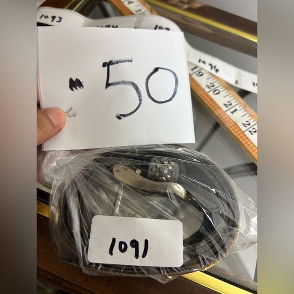 Y2k B.Belt Trim 90cm M Leather Beaded Hand made in Germany Buckle Silver BB0596 - Picture 13 of 13